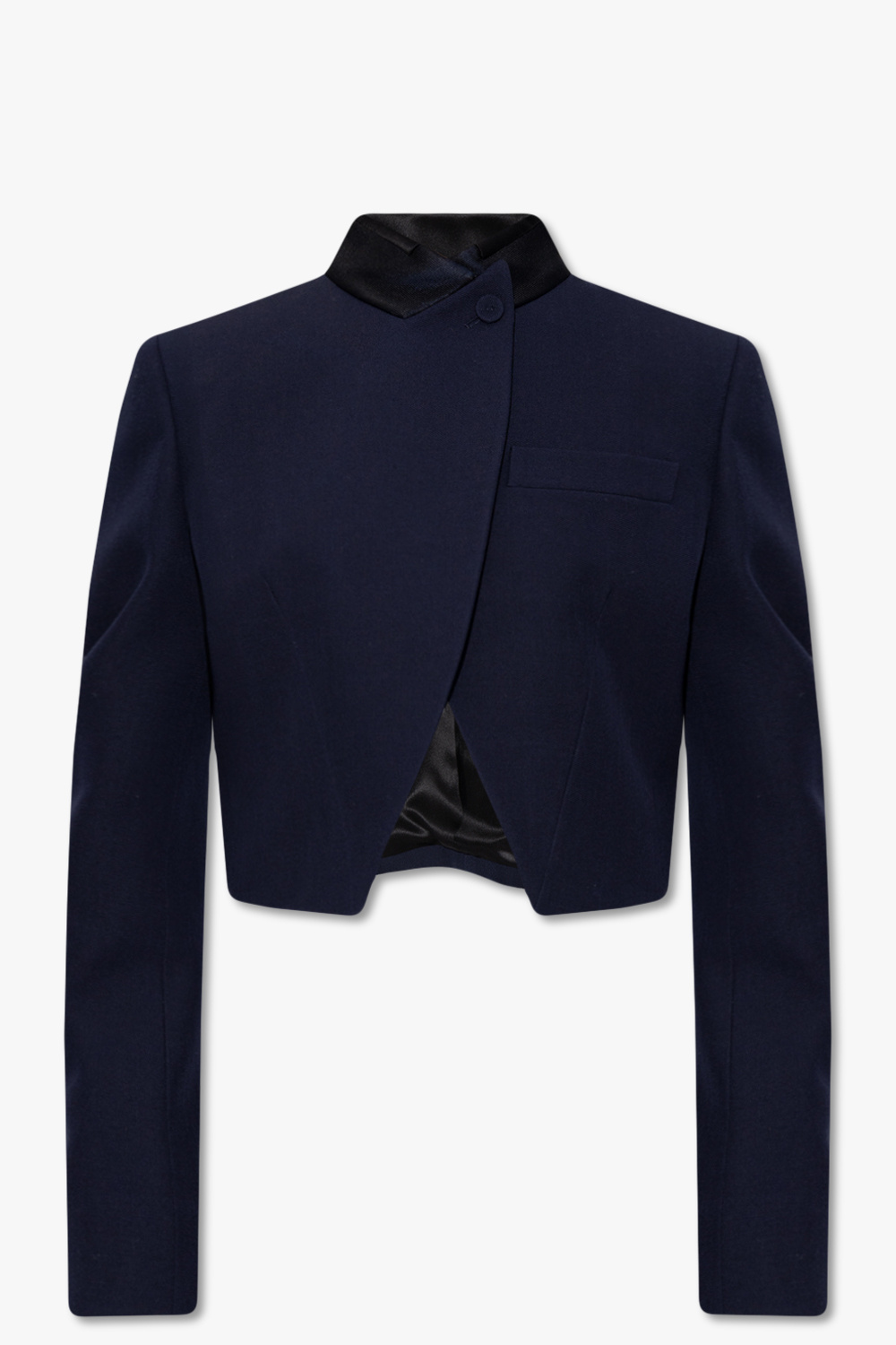Fendi★素敵！Navy Wool Puff Sleeve Jacket Blazer Fendi Navy Blue 100% Wool Logo Buttons Long Sleeve Blazer